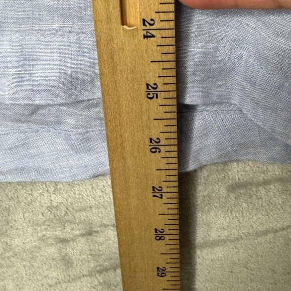 Tahari Top Womens Medium Blue 100% Linen V Neck 3/4 Sleeve Boxy Relaxed Buttons - Picture 11 of 12